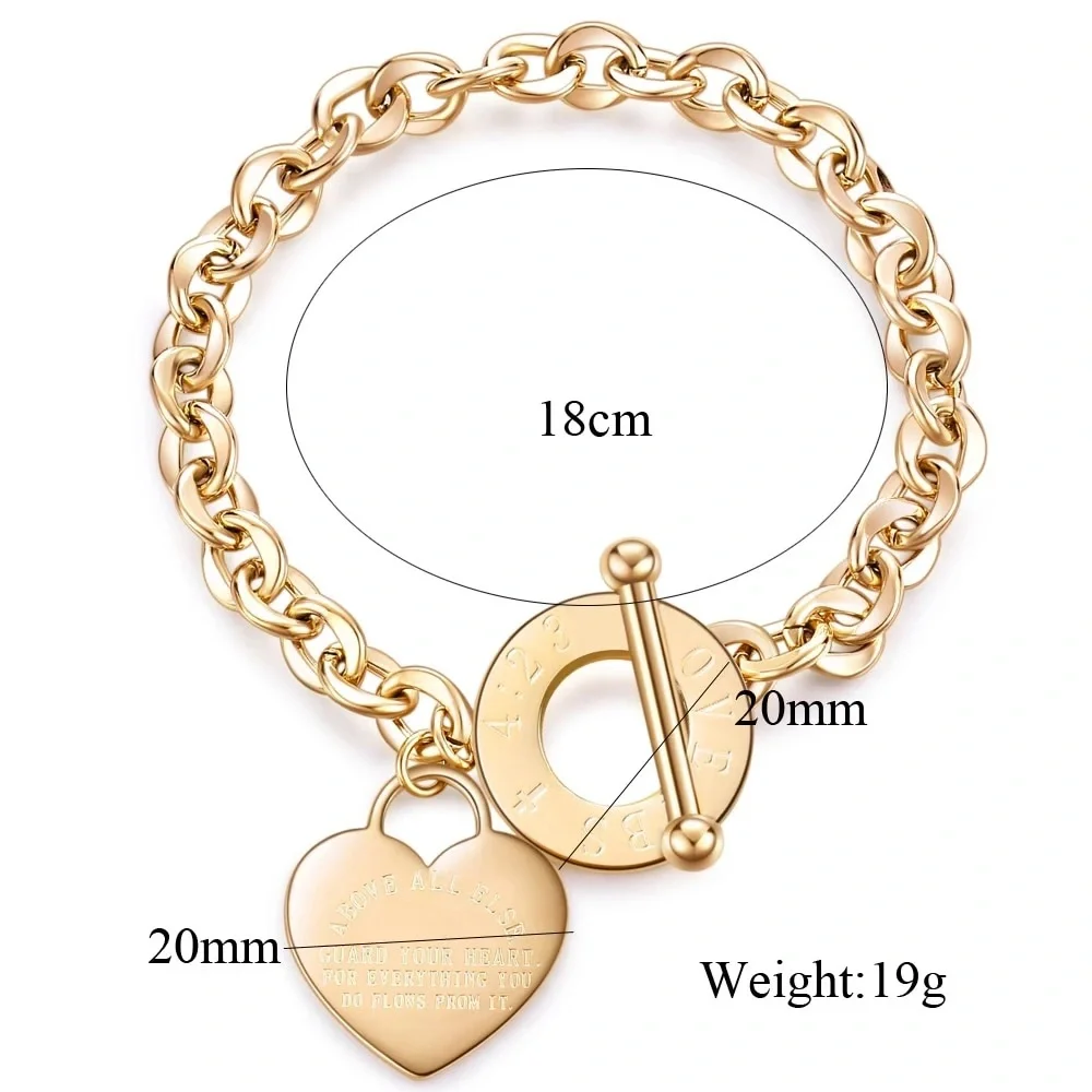 Classic Heart Charm Toggle Bracelet in Rose Gold - Picture 6 of 6